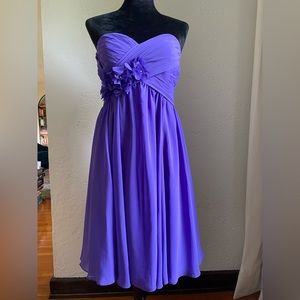 Mori Lee Sweetheart Chiffon Dress with Flower Detail in Amethyst Purple